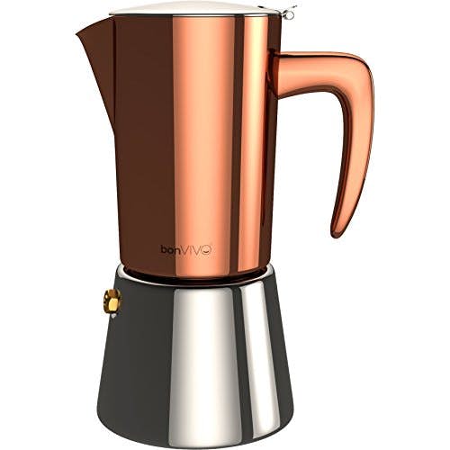 bonVIVO Intenca Espressokocher (Edelstahl In Kupfer-Chrom-Optik / für 6 Espressotassen)