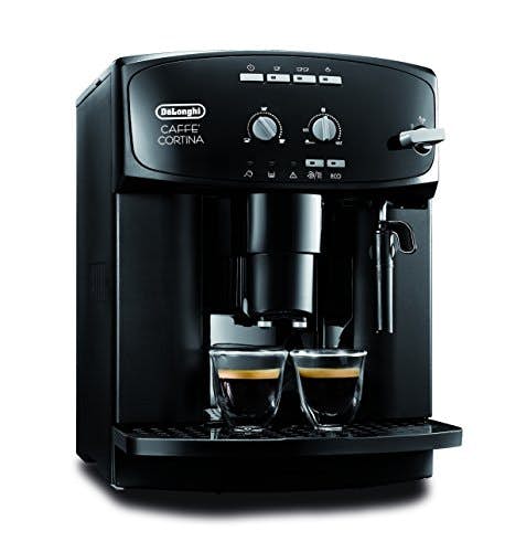DeLonghi Caffe Cortina ESAM 2900 Kaffeevollautomat (1450 W, 1,8 l, Direktwahltasten und Drehregler, Milchaufschäumdüse, Kegelmahlwerk 13 Stufen, Herausnehmbare Brühgruppe, 2-Tassen-Funktion) schwarz
